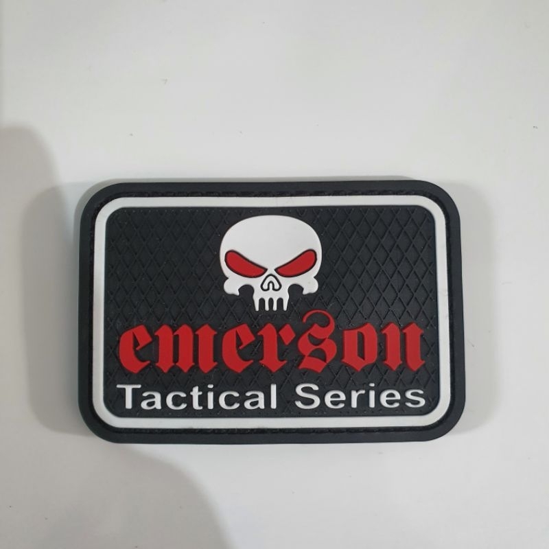 patch rubber logo tengkorak emerson tactical kotak / tempelan emblem karet velcro