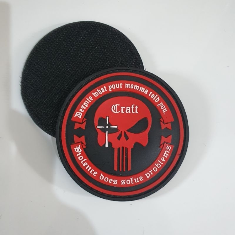 patch rubber logo tengkorak funiser craft shoot / tempelan emblem karet velcro