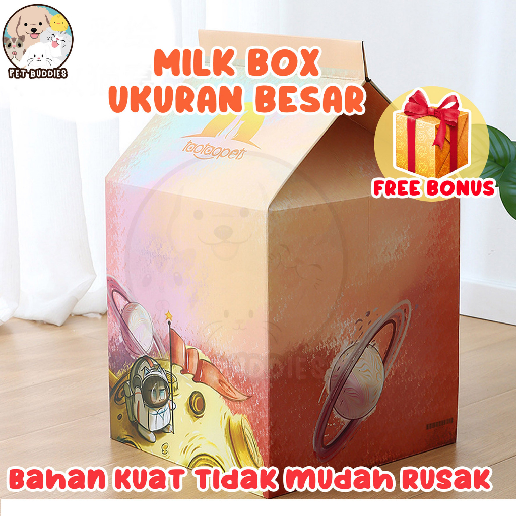 [FREE BONUS]Milk Box Rumah Kucing Lucu FREE Scratching Board dan Catnip