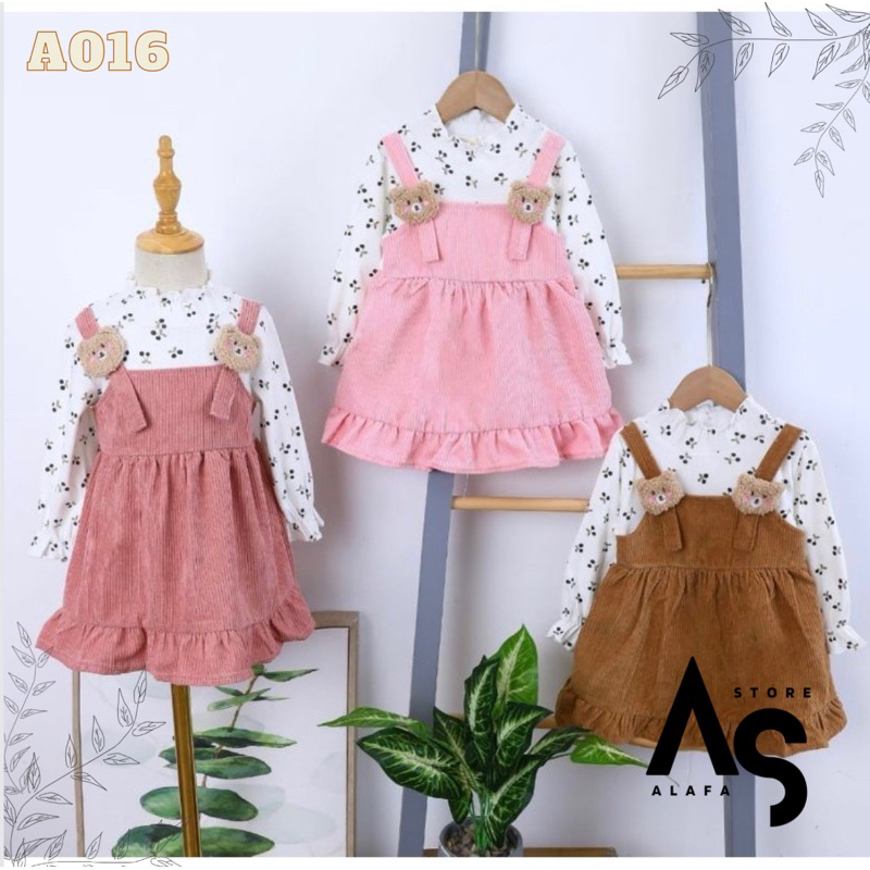 Dress Import anak perempuan Bear 1 - 4 Tahun A016