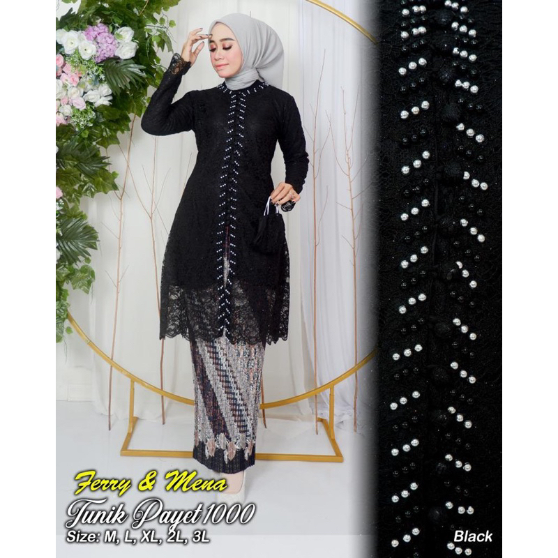 Tunik kebaya brukat jumbo SIZE XXXL payet mutiara modern elegan dan cantik Kebaya brukat tunangan pernikahan wisuda lamaran