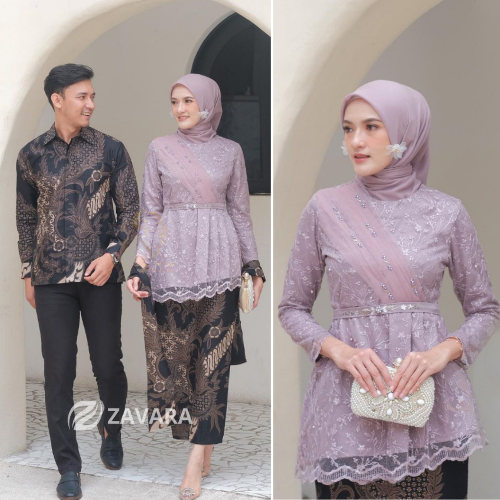 Kebaya Wisuda Modern Couple Tunangan Lamaran Kondangan Set Batik Couple Brukat Terbaru
