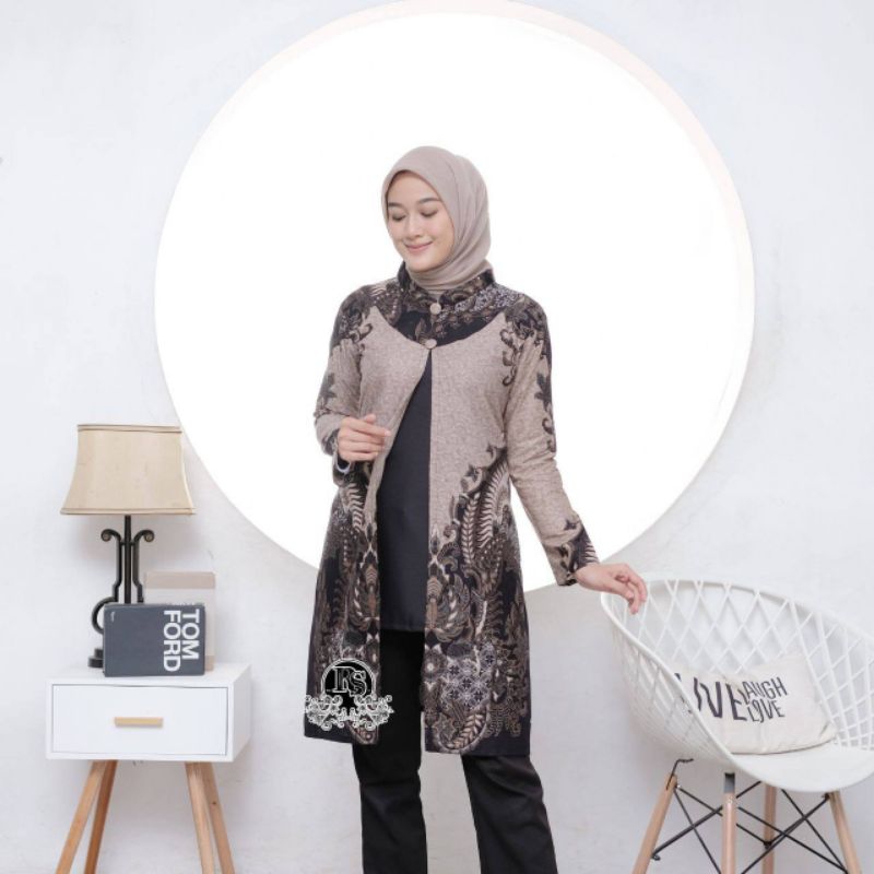 SERUT GENES JELITA TUNIC NAVBOR YELBOR WHITBOR CREAMBOR TUNIK BATIK MODERN HRB030 DOLBI DOB 24/08