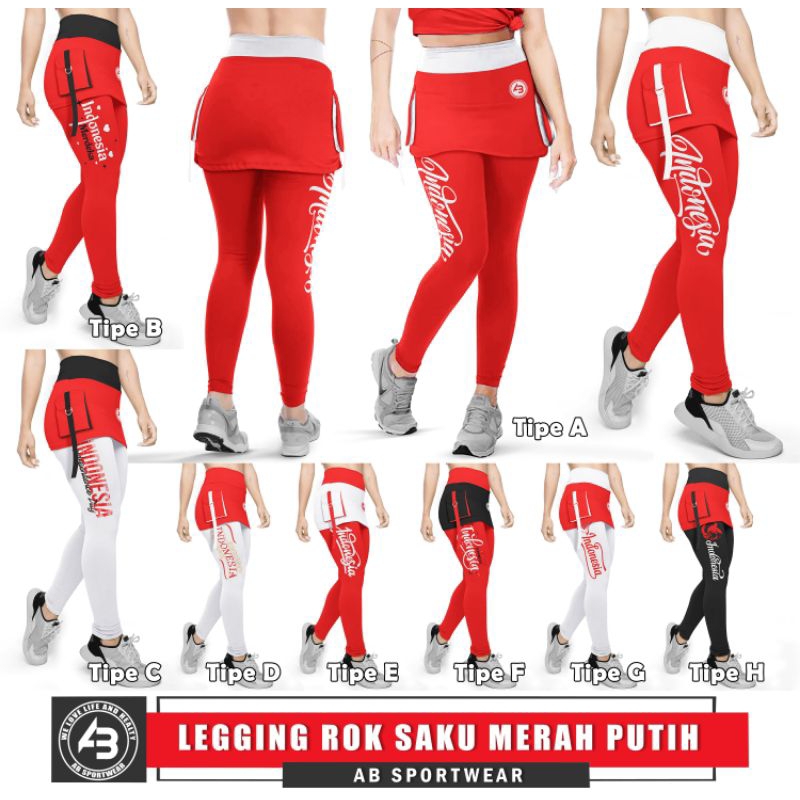 Legging Rok Saku Merah Putih AB Sportwear