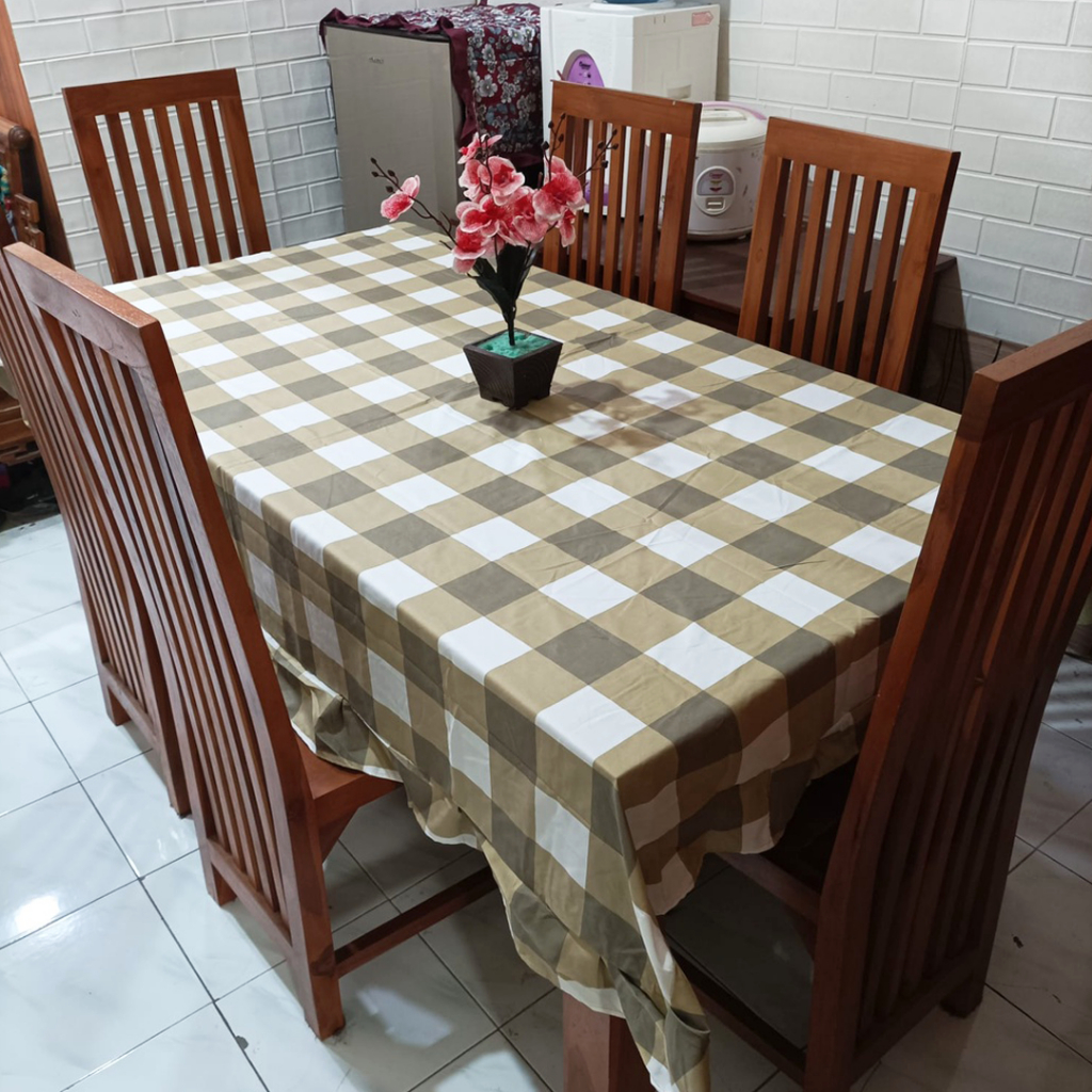 [✅COD] Taplak Meja Makan Kain 140x220 Model Rumbai Aneka Motif Dekorasi Dapur Perlengkapan Rumah