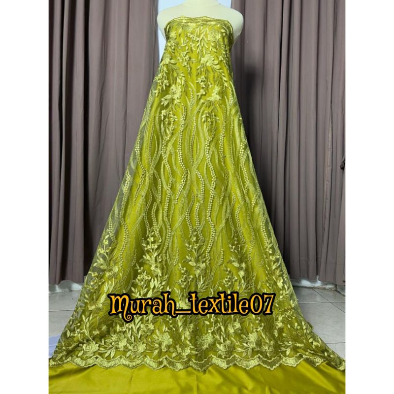 Kain Tile Tulle / Bordir pinggiran/Bahan kebaya harga per 0, 5m