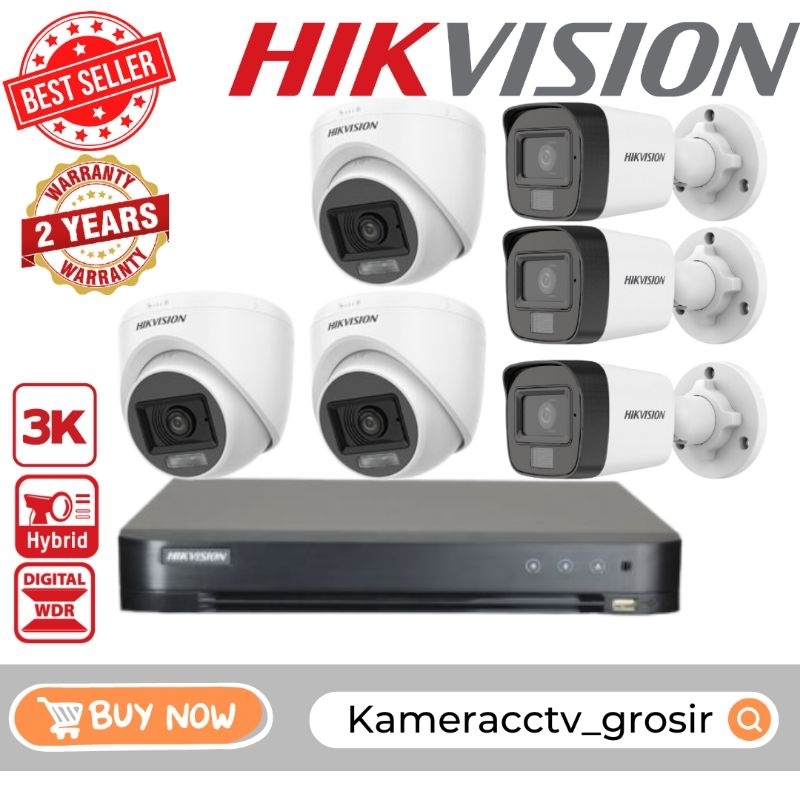 PAKET CCTV HIKVISION 5MP AUDIO COLORVU 8 CHANNEL 6 KAMERA