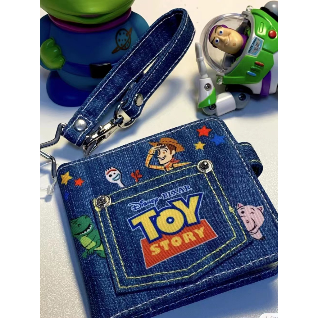 Sera Toy Story Denim Bordir Flip Penutup Tas Kartu Gaya Retro Amerika Sweet Spice Girls y2k Dompet Kartu Pemegang