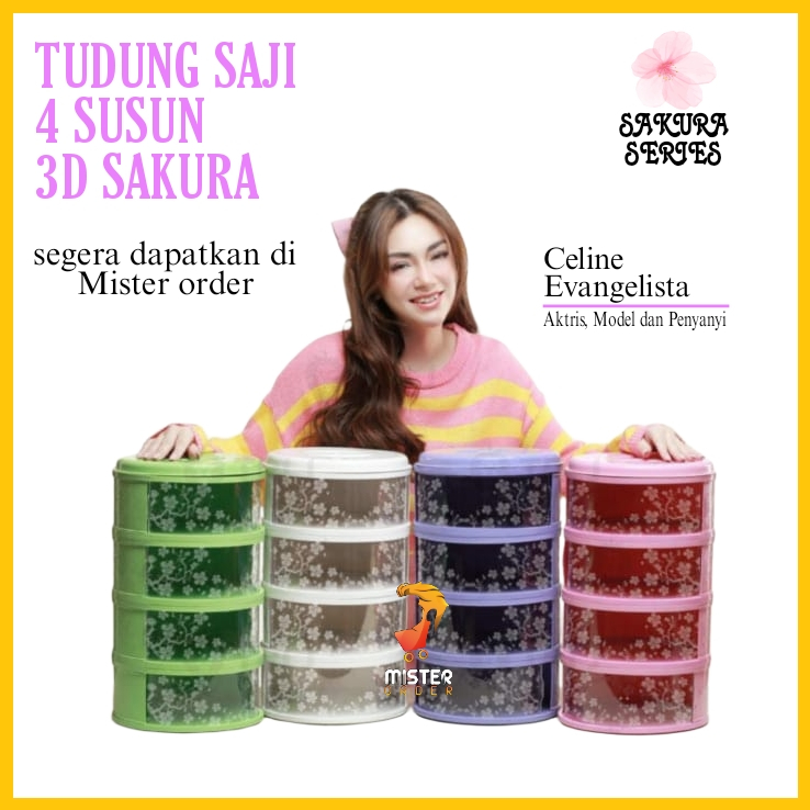 [COD] TUDUNG SAJI MODEL SAKURA 4 SUSUN - PENUTUP MAKANAN - TEMPAT PENYIMPANAN MAKANAN MOTIF SAKURA