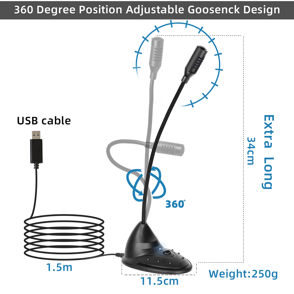 Microphone Komputer/Laptop Mic T21 Flexible Jack 3.5 For Vidio Gaming Recording - XOBOX