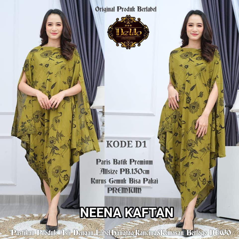 BIG PROMO KAFTAN BATIK ASIMETRIS NEENA PARIS / DRESS BATIK SOLO / BAJU KONDANGAN TERBARU / BAJU