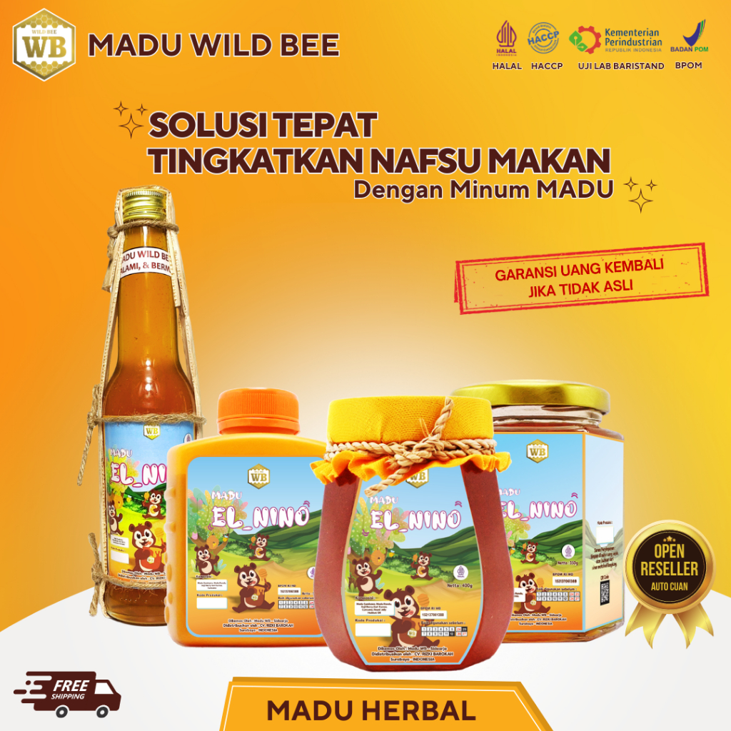 

Madu Anak Multivitamin Herbal Asli 100% Wild Bee / Madu El Nino Wild Bee