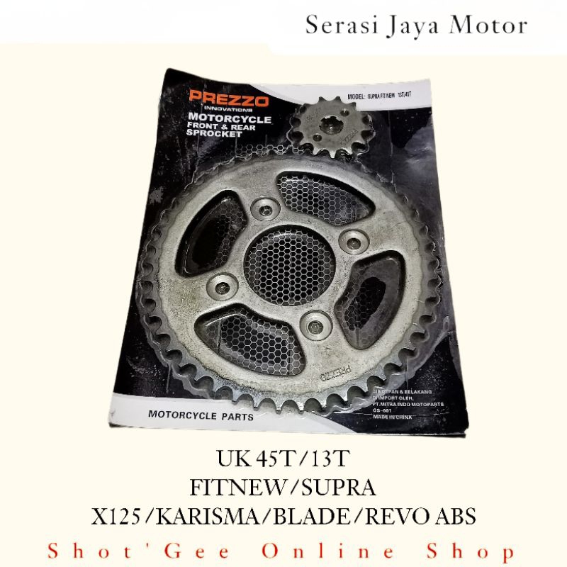 GIR GEAR DEPAN+BELAKANG FITNEW/SUPRA X125/KARISMA/BLADE/REVO (40T/13T) (45T/13T)