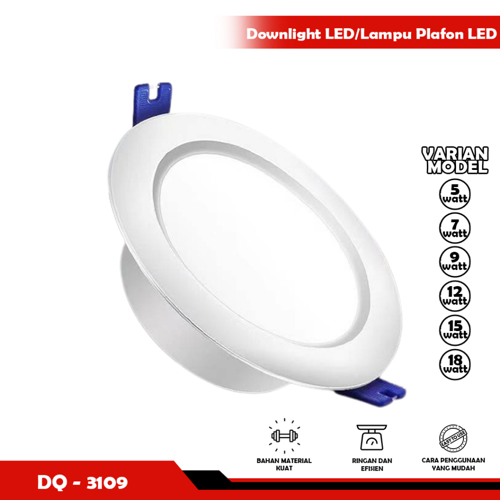 Downlight LED Hakamitsu 5W 7W 9W 12W 15W 18W Putih Lampu Plafon LED