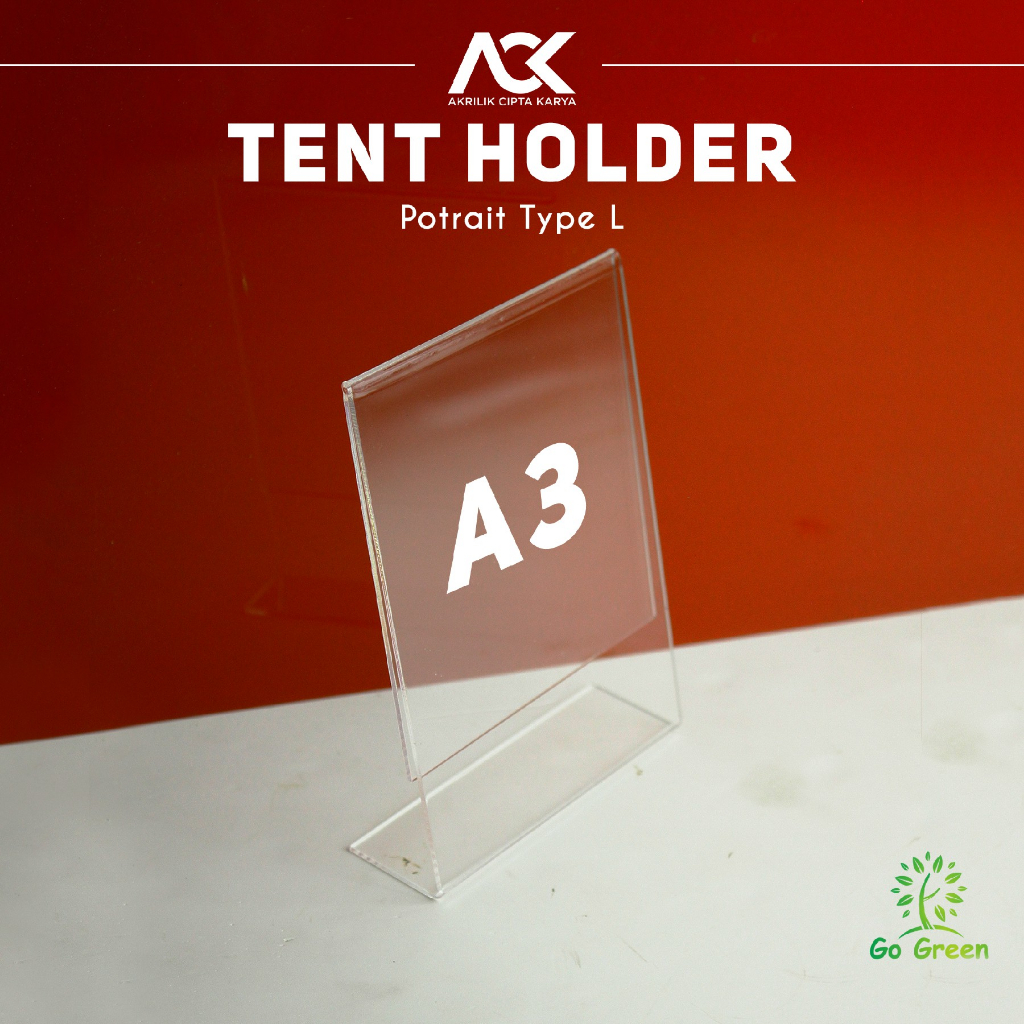 

Tempat Brosur Meja Akrilik A3 L Type / Acrylic Tent Card Holder A3 / A3 L Type