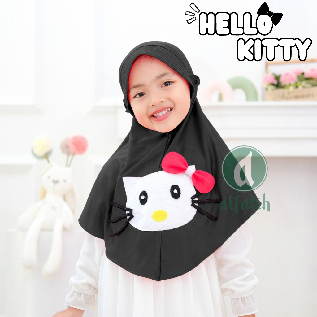 JILBAB ANAK TK - SD HELLO KITTY / HELLO KITTY / JILBAB ANAK USIA 4-7 TAHUN / PAKAIAN MUSLIM ANAK PEREMPUAN / KERUDUNG ANAK TK / HIJAB ANAK TK-SD KHIMAR ANAK