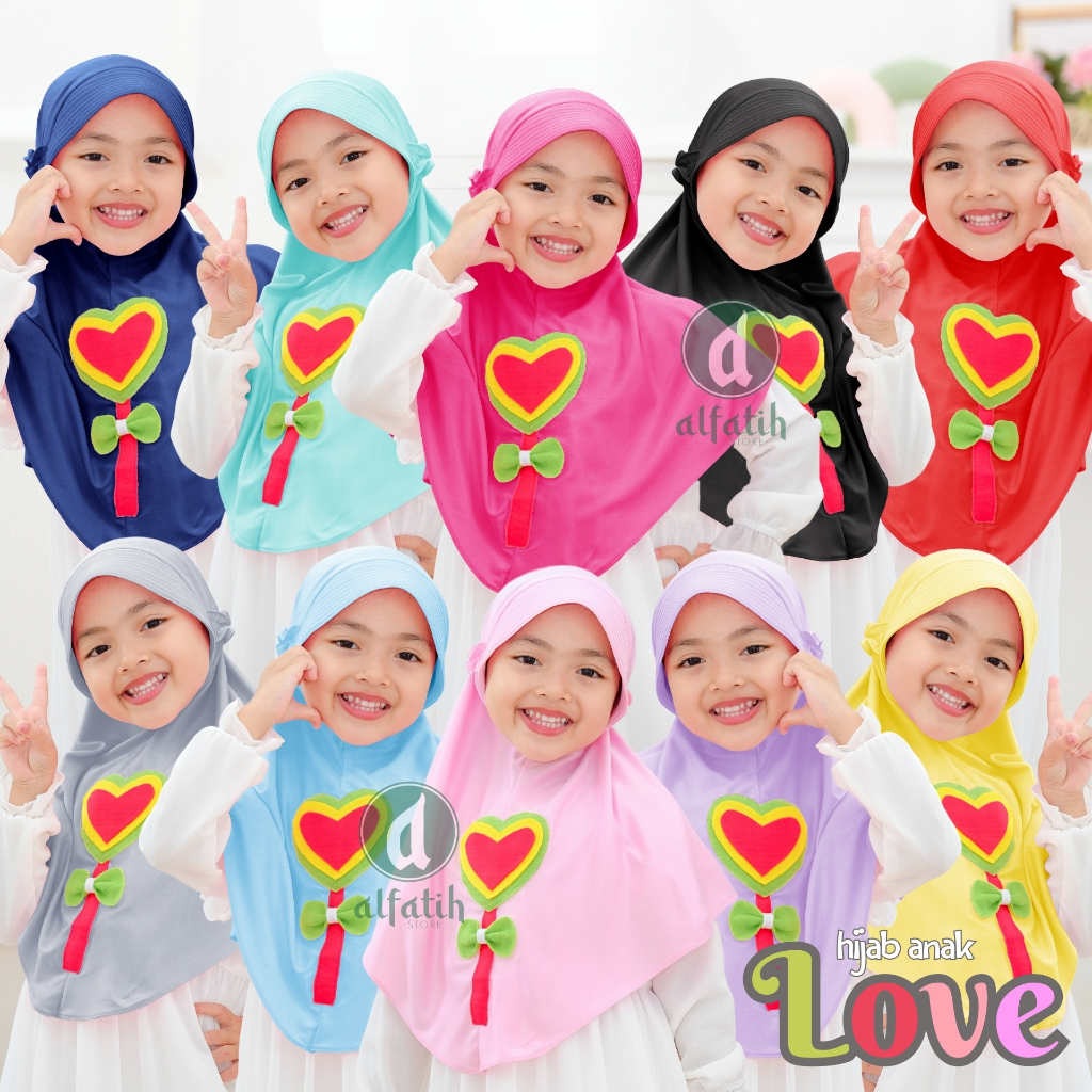 JILBAB ANAK TK - SD LOVE / LOVE / JILBAB ANAK USIA 4-7 TAHUN / PAKAIAN MUSLIM ANAK PEREMPUAN / KERUDUNG ANAK TK / HIJAB ANAK TK-SD KHIMAR ANAK