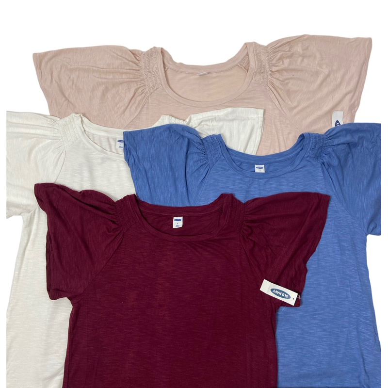 Old Navy ONT Relaxed Fluttersleeve Blouse | Kaos Wanita Polos