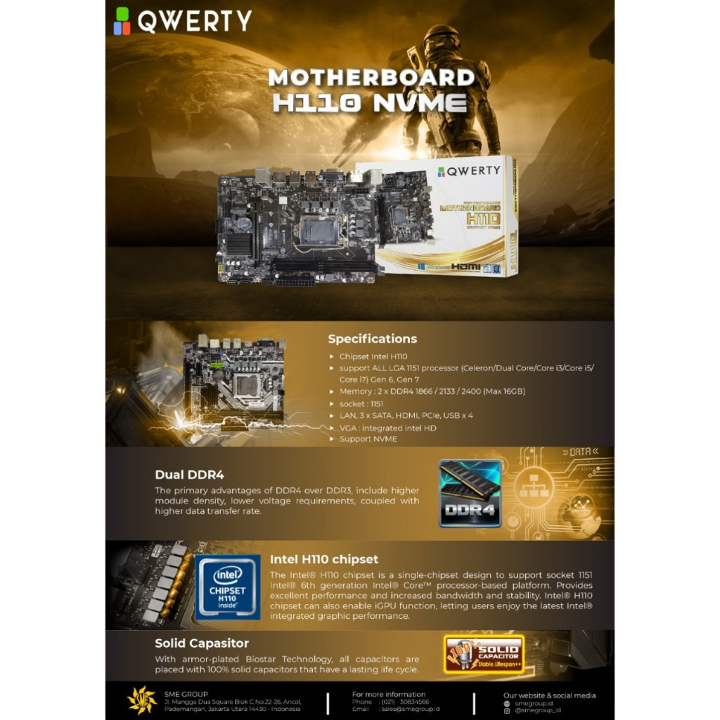 QWERTY H110 NVME Motherboard (DDR4, LGA 1151)