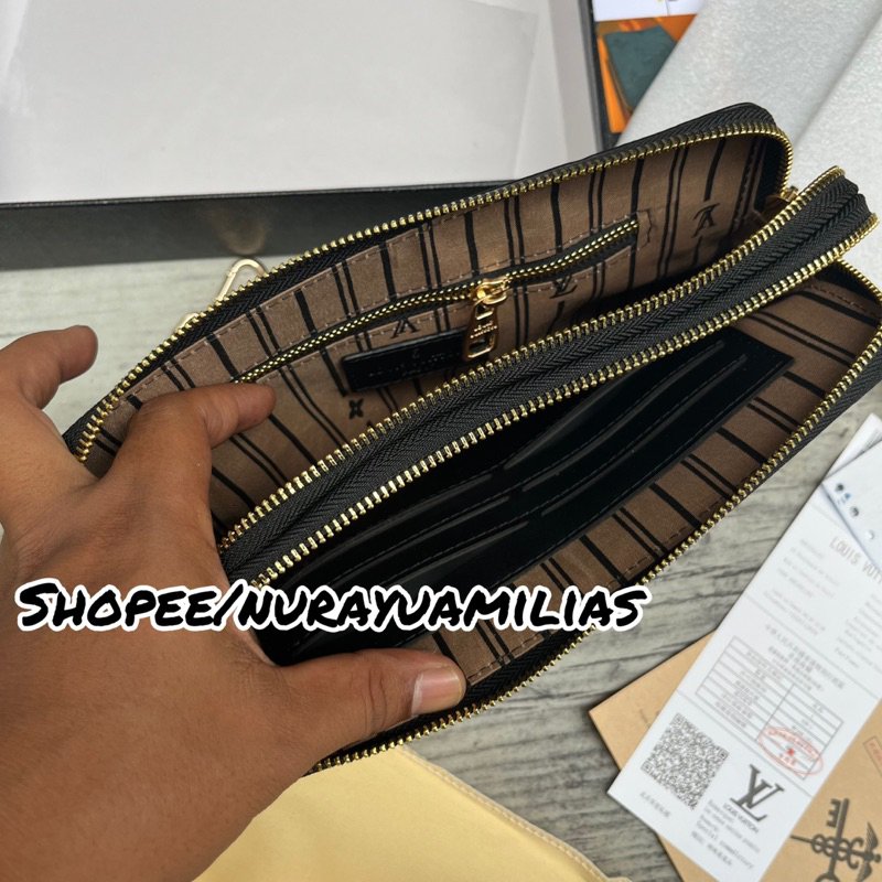 tas clutch lv import full kulit asli embosse clutch bag pria dan wanita branded import