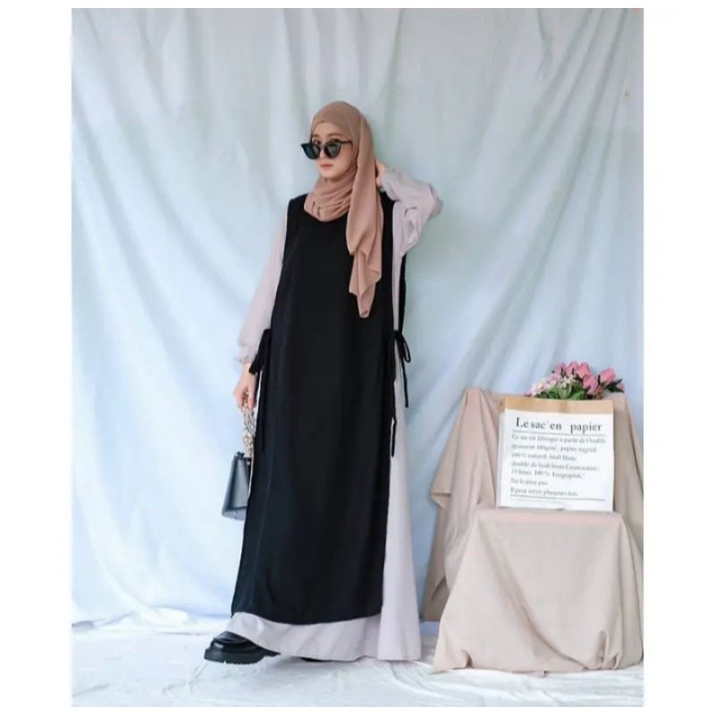 Outer Long Vest Tali Samping Crinkle Airflow / Outer Kondangan Wanita Kekinian