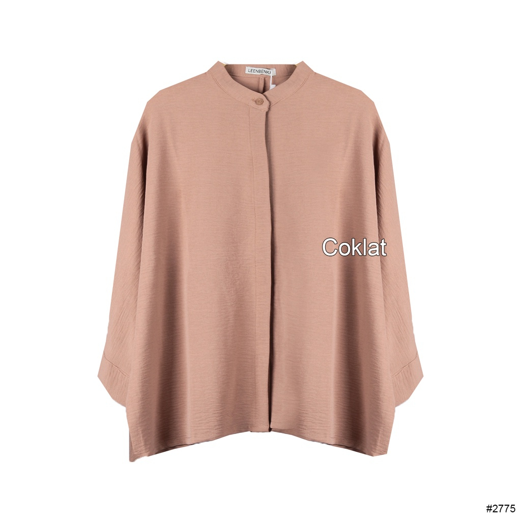 MILEA Blouse OverSize - Atasan Cringkle Polos - Kemeja Kerja Jumbo- Kemeja Basic- Blouse kemeja