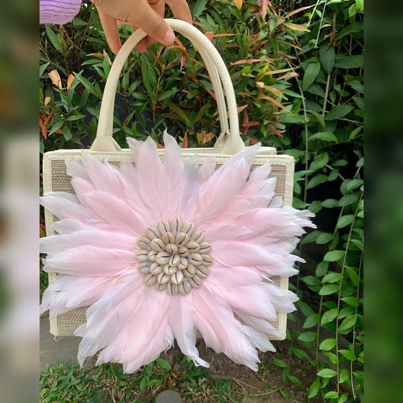 Tas Anyaman Mini Bulu Ayam / Tas Anyaman Bali / Tas Bali / Tas Entik