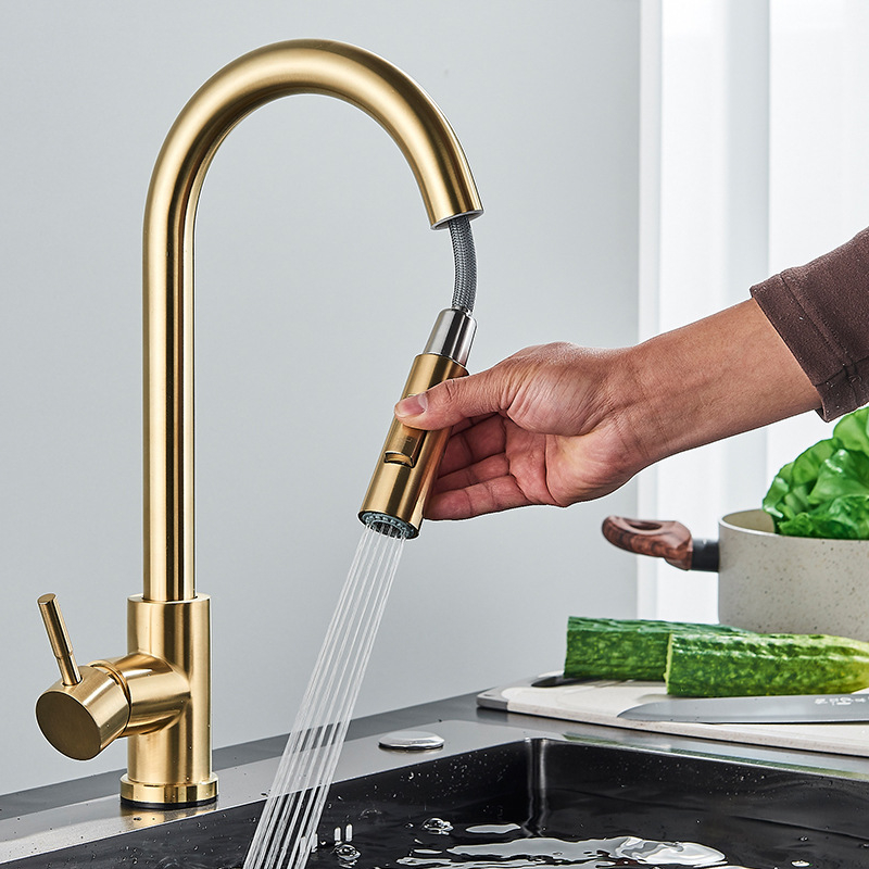 Touch Sensor Kran Sink Mixer Tarik Brushed Brass Kran kitchen Sink keran air wastafel Kran Cuci Piring Fleksibel