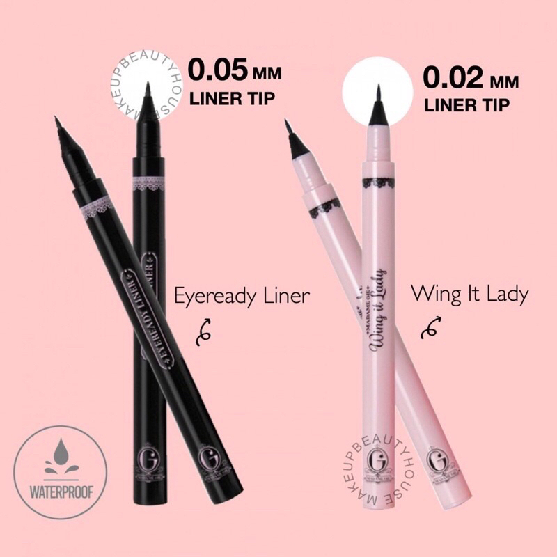 MADAME GIE Eyeready Liner & Wing It Lady Indonesia / Liquid Eyeliner Pen Spidol Eye Liner / Smudge W
