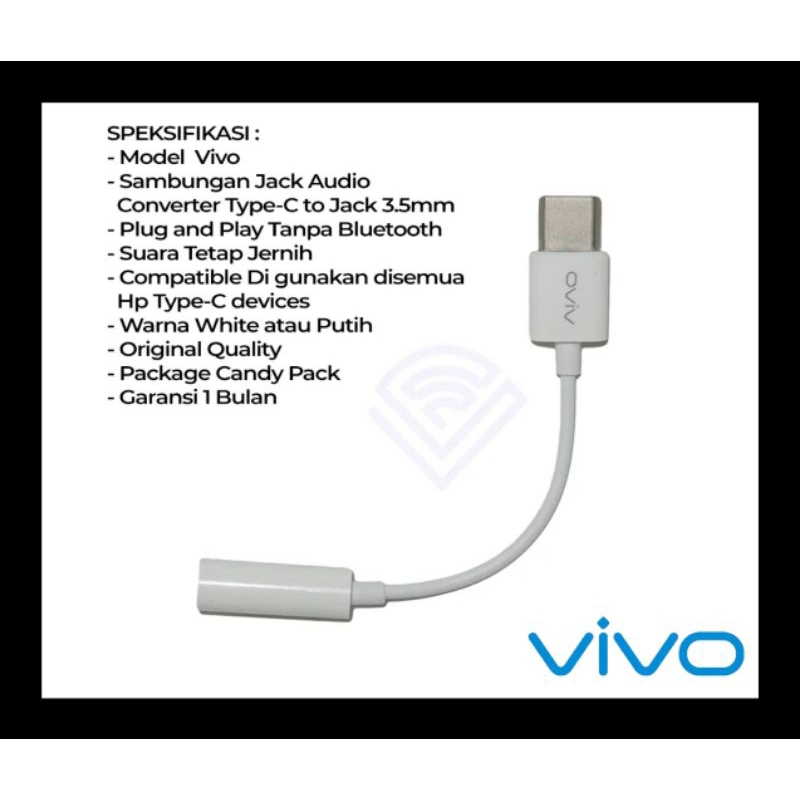 (ORIGINAL GARANSI) Converter / Splitter VIVO type C to Jack 3.5 Original 100% V21 V23 V25 T1 pro V27 V29E V30 Y100 X50 X60 X70 X80 Spliter Tipe c