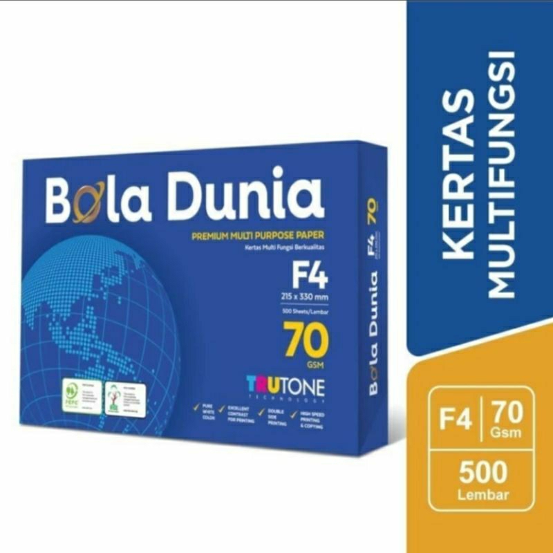 

BOLA DUNIA KERTAS HVS F4 70GSM