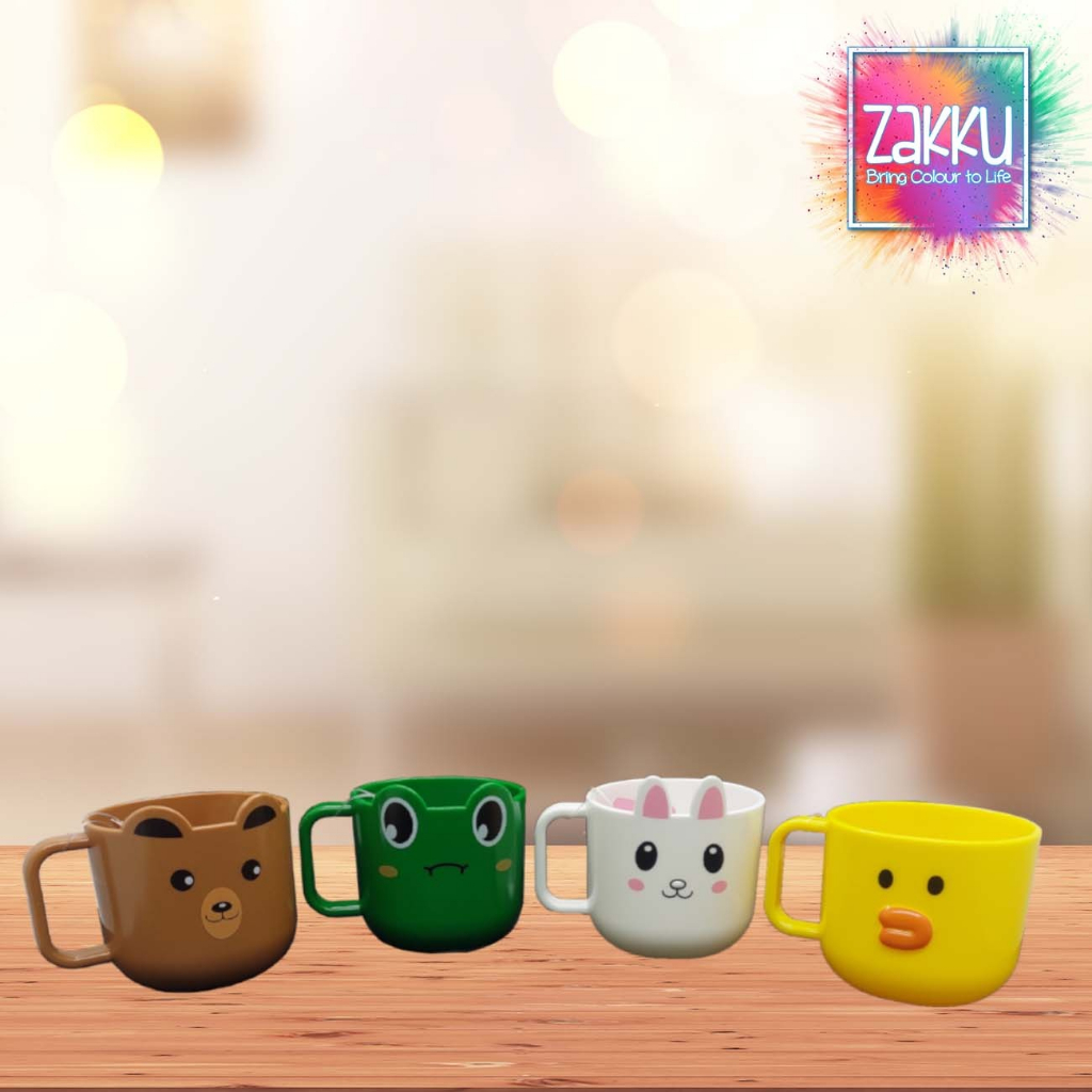 ZAKKU CANGKIR PLASTIK KARAKTER HEWAN LUCU/ MUG KOPI/ TEH/ SUSU