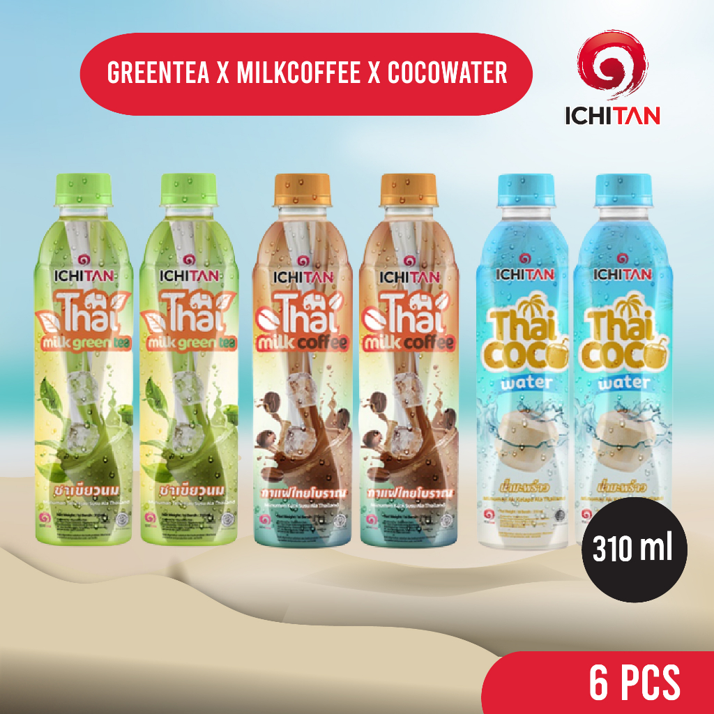 

Ichitan Thai Milk Green Tea x Thai Milk Coffee x Thai Coco Water 310ml | Bundling 6