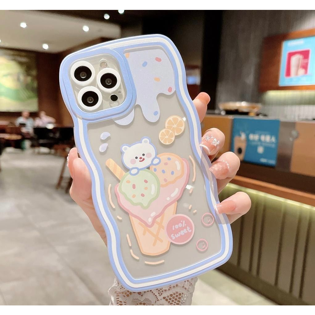 CLEAR CASE WAVE MOTIF CRYSTAL CASE GELOMBANG FOR IPHONE 7/8/X/XS/XR/XS MAX/11/11PRO/11 PRO MAX/12/12PRO/12 PRO MAX/13/13 PROMAX/14/14MAX/14PRO/14 PRO MAX KINGACC