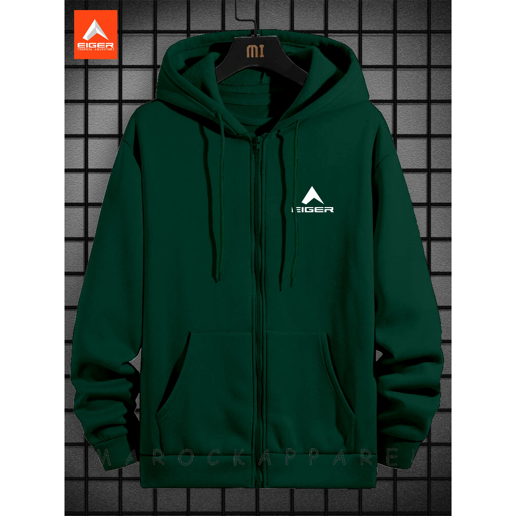 Sweater Hoodie Pria - Sweater Hoodie Distro Pria Zipper Logo Eiger