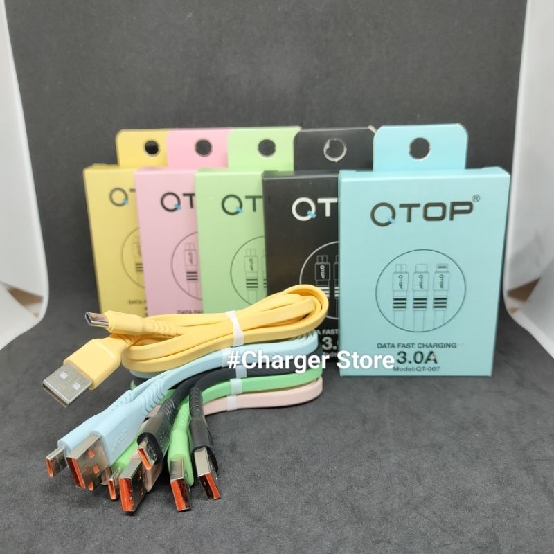 Kabel Data Qtop 3.0A Type C FAST CHARGING ORIGINAL Metalic Finishing