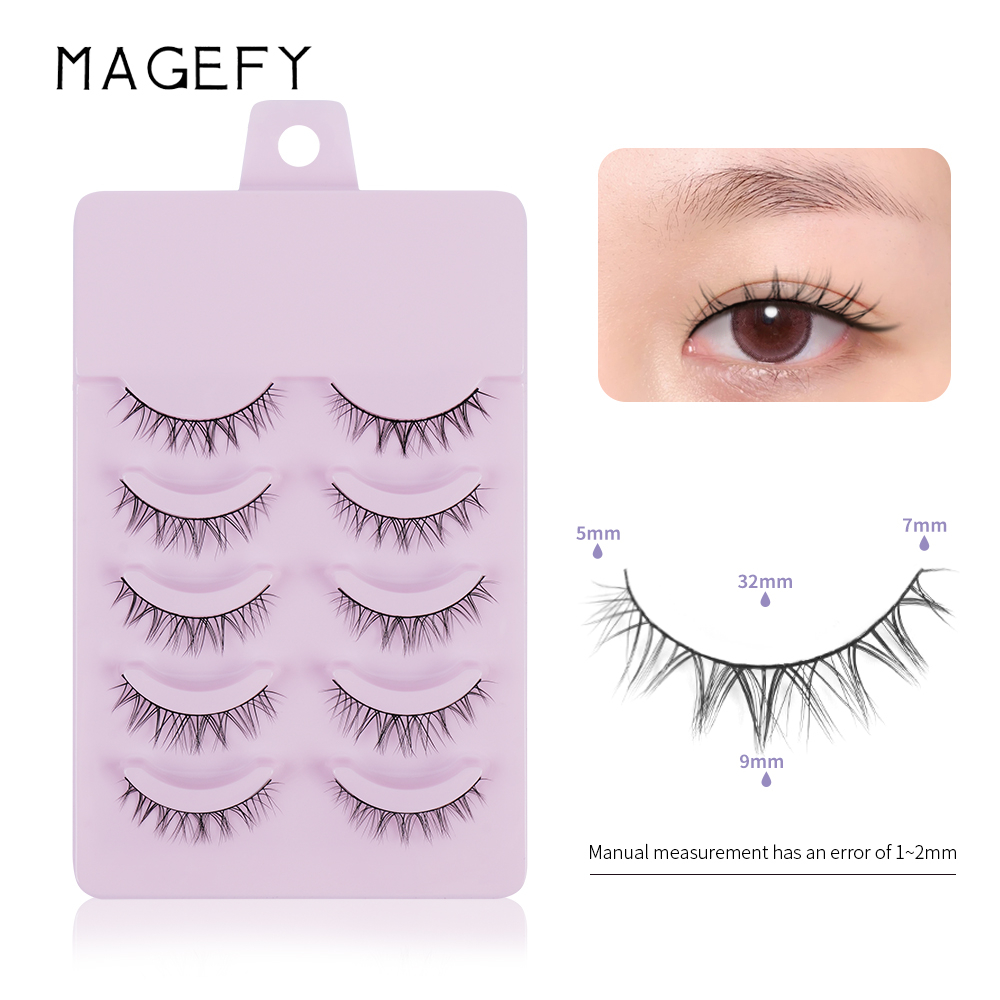MAGEFY 5 Pasang Manga Bulu Mata Alami Asia Cosplay Bulu Mata Faux Mink Bulu Mata Jepang Korea Bulu Mata Palsu 1464