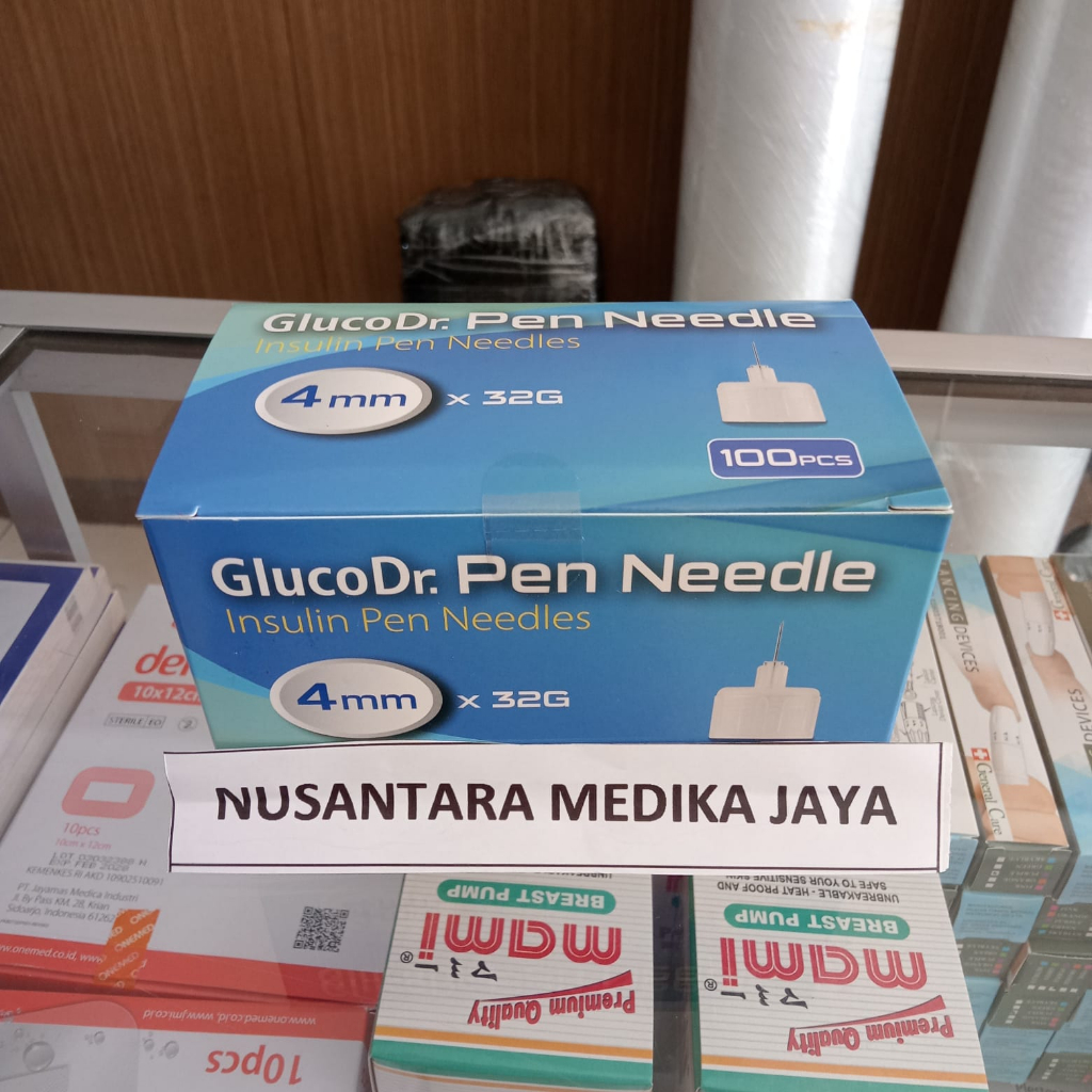 Pen needle insulin Gluco Dr 4mm x 32G isi 100 pcs