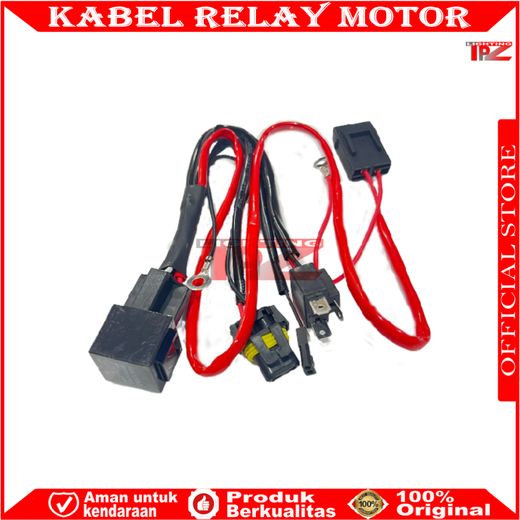 Stok Baru ORIGINAL KABEL RELAY BILED DAN RELAY HID MOTOR 1 LAMPU KABEL SET HID MOTOR H4 KABEL MERAH