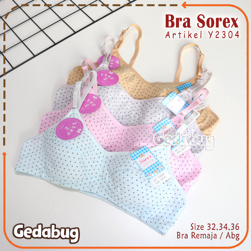 Bra Sorex Y2304 / Y 2304 Bintik | MiniBra Sorex Remaja ABG Step 2 busa tipis tanpa kawat kait 2 | Gedabug