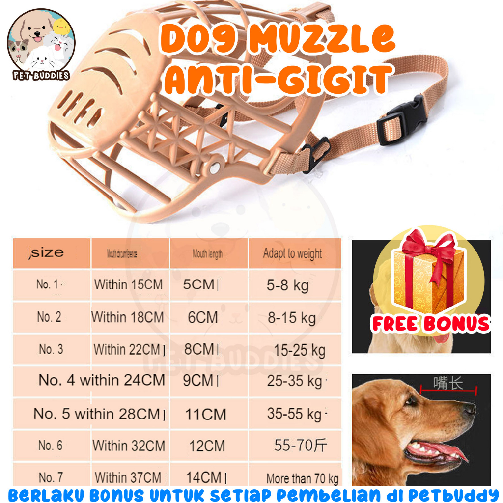 Dog Muzzle Brongsong Penutup Mulut Anjing Anti Gigit