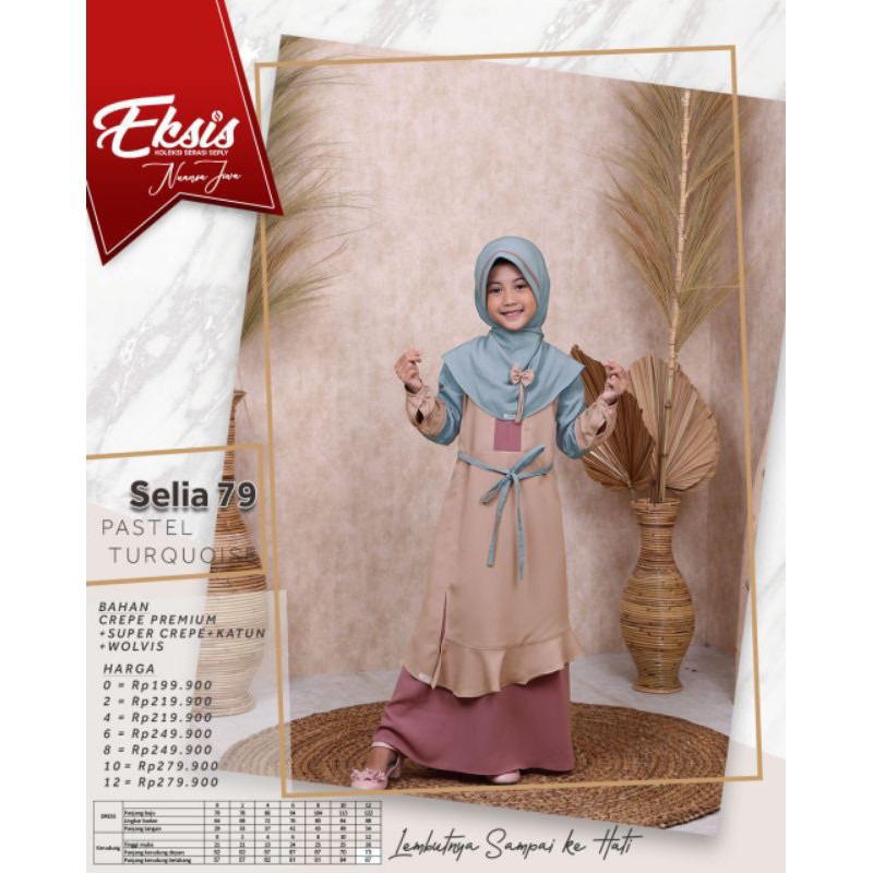 [COD] Gamis Anak promo Seply Selia 78 Pastel Turqois ORIGINAL | Bahan Moscrepe Premium | Best Seller