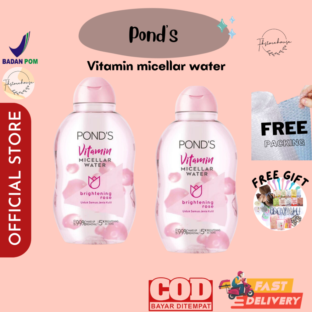 Ponds Vitamin Micellar Water Makeup Remover Brightening Rose For All Skin Type 55Ml