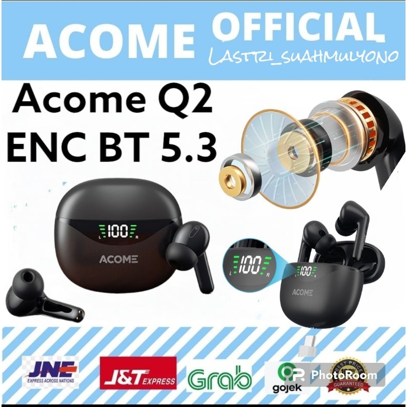 Headset Bluetooth ACOME Q2 ENC LED Display Earphone Bluetooth 5.3
