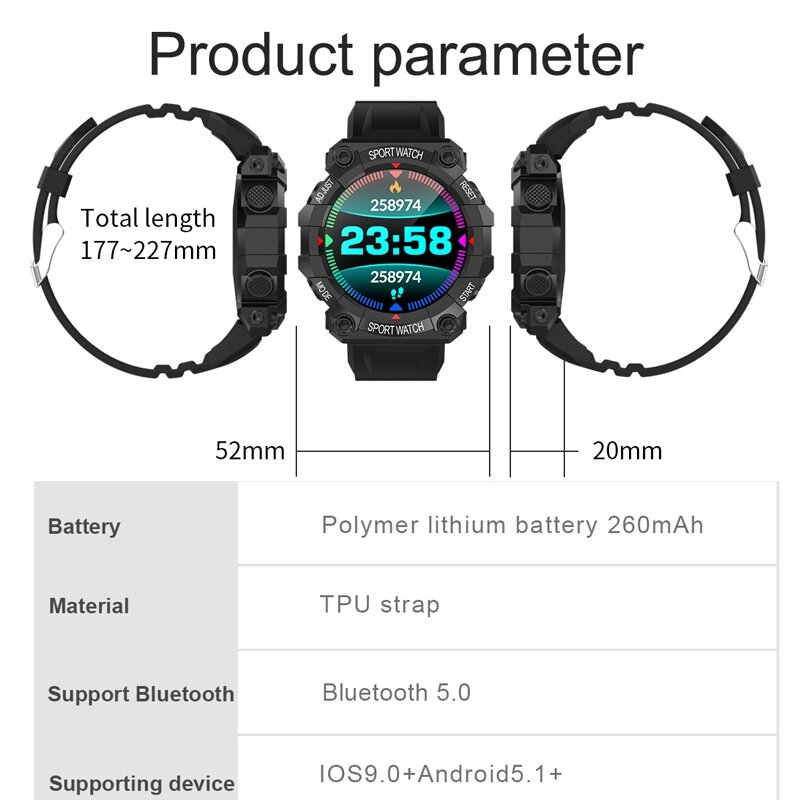 Jam Tangan Digital FD68 - Smartwatch FD68 Sport Bluetooth Waterproof