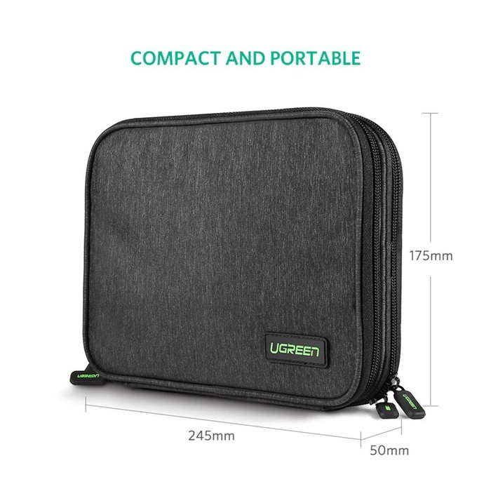 UGREEN ORIGINAL Travel Storage Hand Bag Tas Organizer Tempat Penyimpanan Headset Earphone Powerbank Kabel Charger HP Clutch Pouch Ori