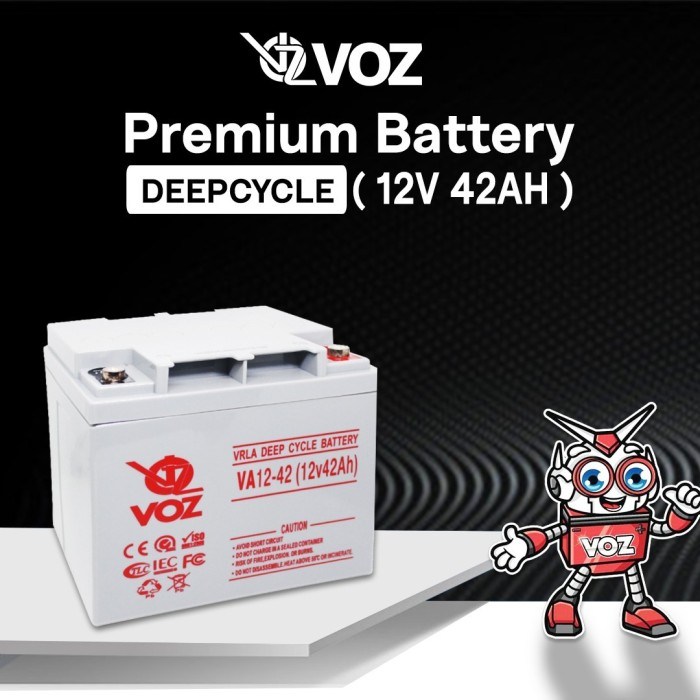 Voz Baterai Deep Cycle 12V 42 Ah| Baterai Solar Panel Original Garansi 1tahun