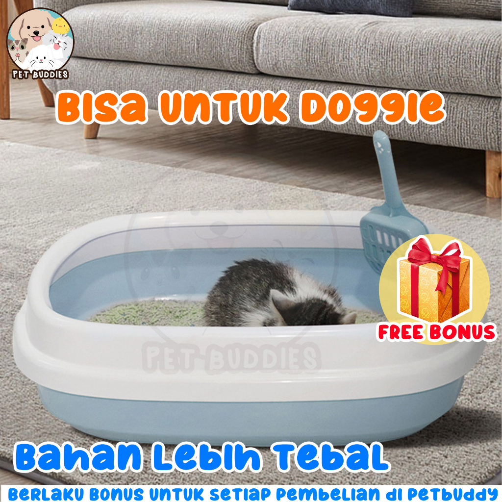 Litter Box FREE SEKOP Bak Mandi Tempat Pasir Pup Pip Kucing/Anjing