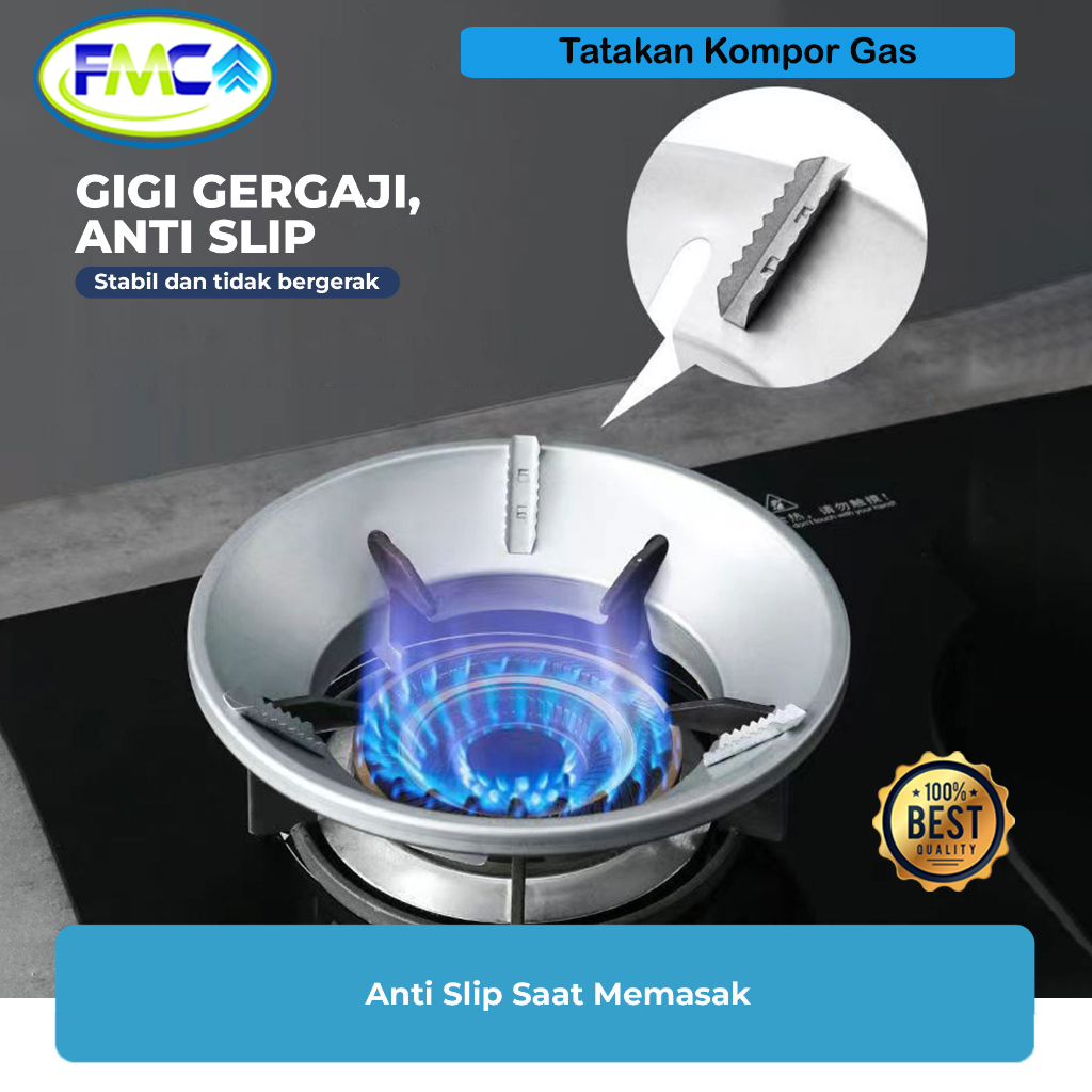 Alas Tatakan Kompor Gas Portable Stainles Steel Cover Dudukan Tungku Anti Slip dan Angin Model Bulat Corong Serbaguna