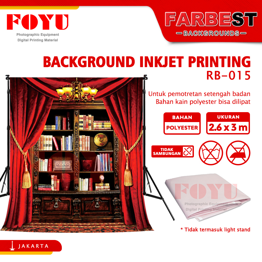 Background Foto Inkjet Uk. 2,6x3 Mtr Wisuda Rak Buku RB-015